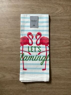 Let's Flamingle Pink Flamingo Cotton Kitchen Towel by